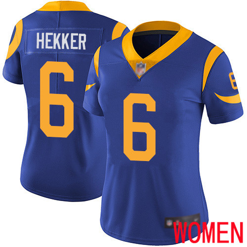 Los Angeles Rams Limited Royal Blue Women Johnny Hekker Alternate Jersey NFL Football #6 Vapor Untouchable->youth nfl jersey->Youth Jersey